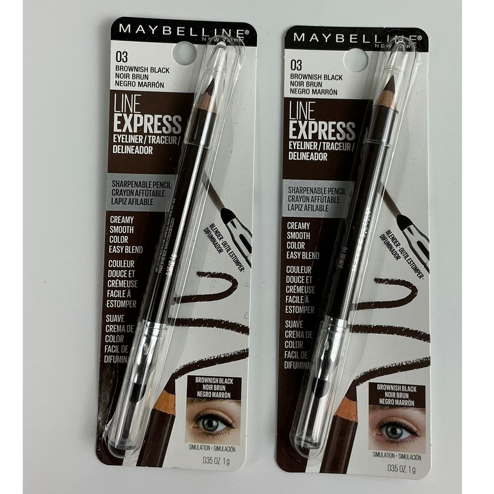 Pair 2 Maybelline Line Express Eyeliner Pencil Brownish Black03 Smooth Blendable